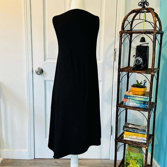Eileen Fisher Sleeveless Asymmetrical Midi Dress in Black (size S) - Picture 5 of 12